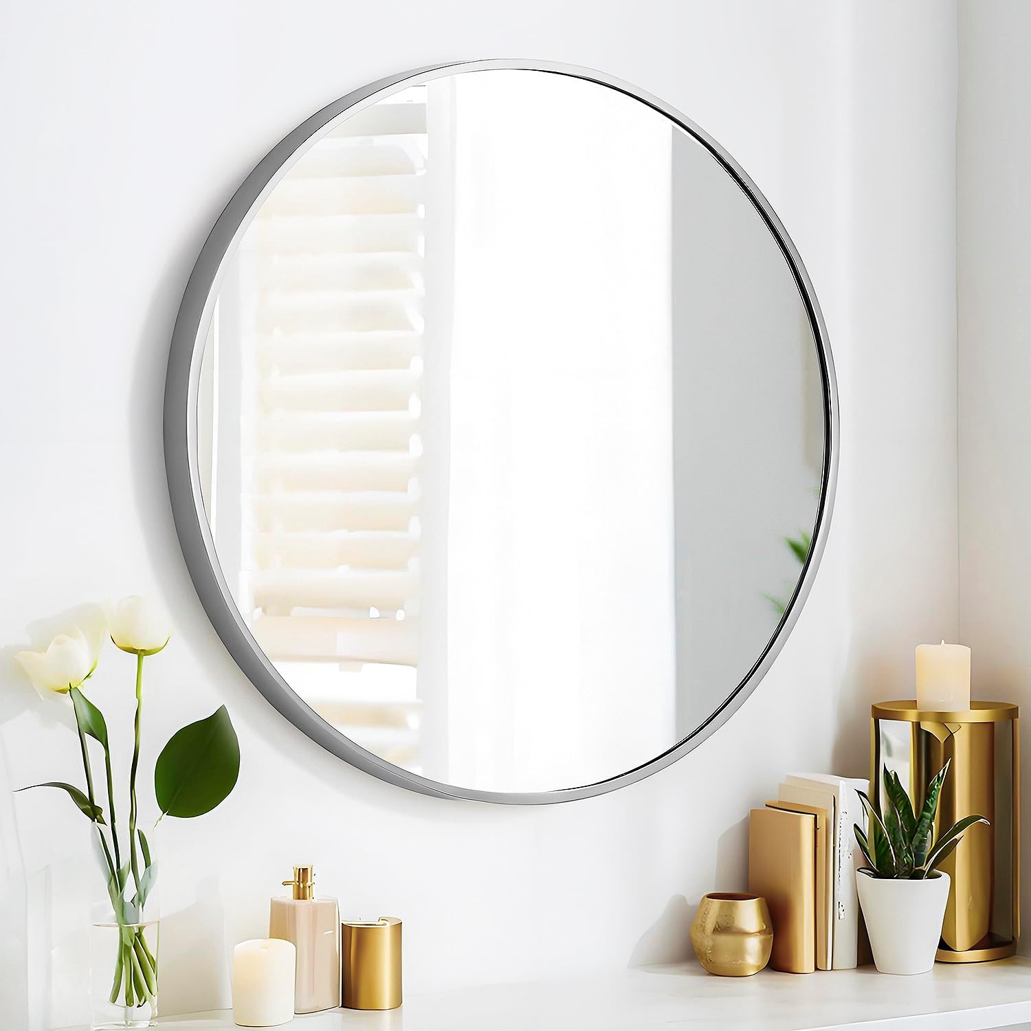 47x14 Mirror Rectangle Full Body Length Door Hanging Wall Mounted Metal Aluminum Alloy Frame Dressing Make-up Mirrors for Entryway Bedroom Bathroom Living Room 47 14 inch Black