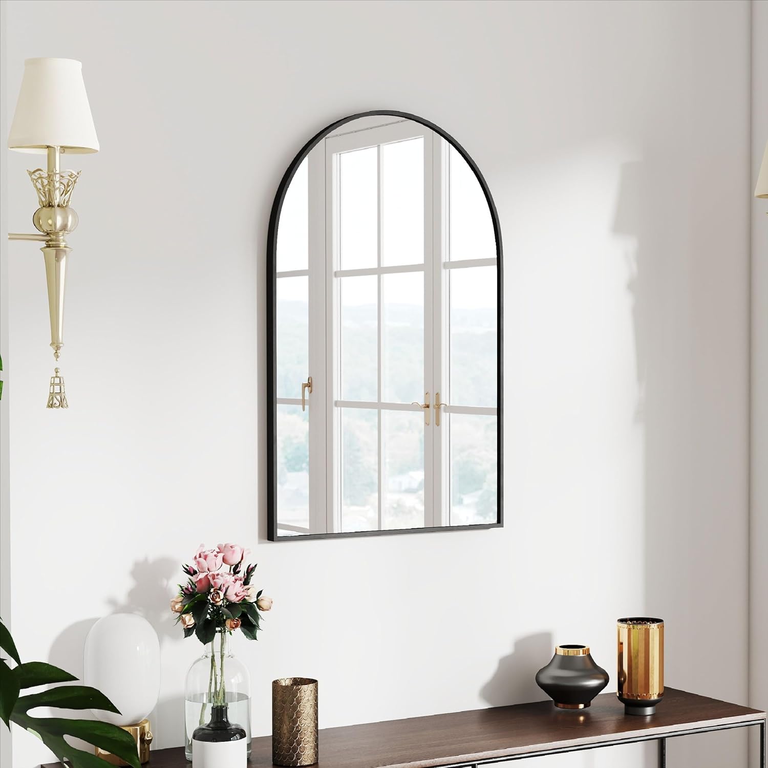 47x14 Mirror Rectangle Full Body Length Door Hanging Wall Mounted Metal Aluminum Alloy Frame Dressing Make-up Mirrors for Entryway Bedroom Bathroom Living Room 47 14 inch Black