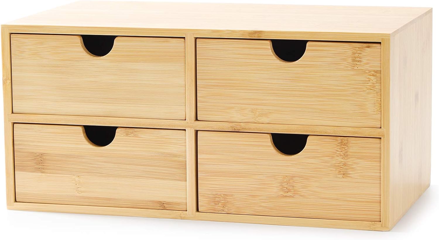 Wisuce Bamboo Desk Organizer, Mini Desktop Drawer Tabletop Storage Organization Box for Office Home Toiletries Supplies Vanity, No Assembly Required (3 Drawer with Shelf)