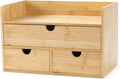Wisuce Bamboo Desk Organizer, Mini Desktop Drawer Tabletop Storage Organization Box for Office Home Toiletries Supplies Vanity, No Assembly Required (3 Drawer with Shelf)