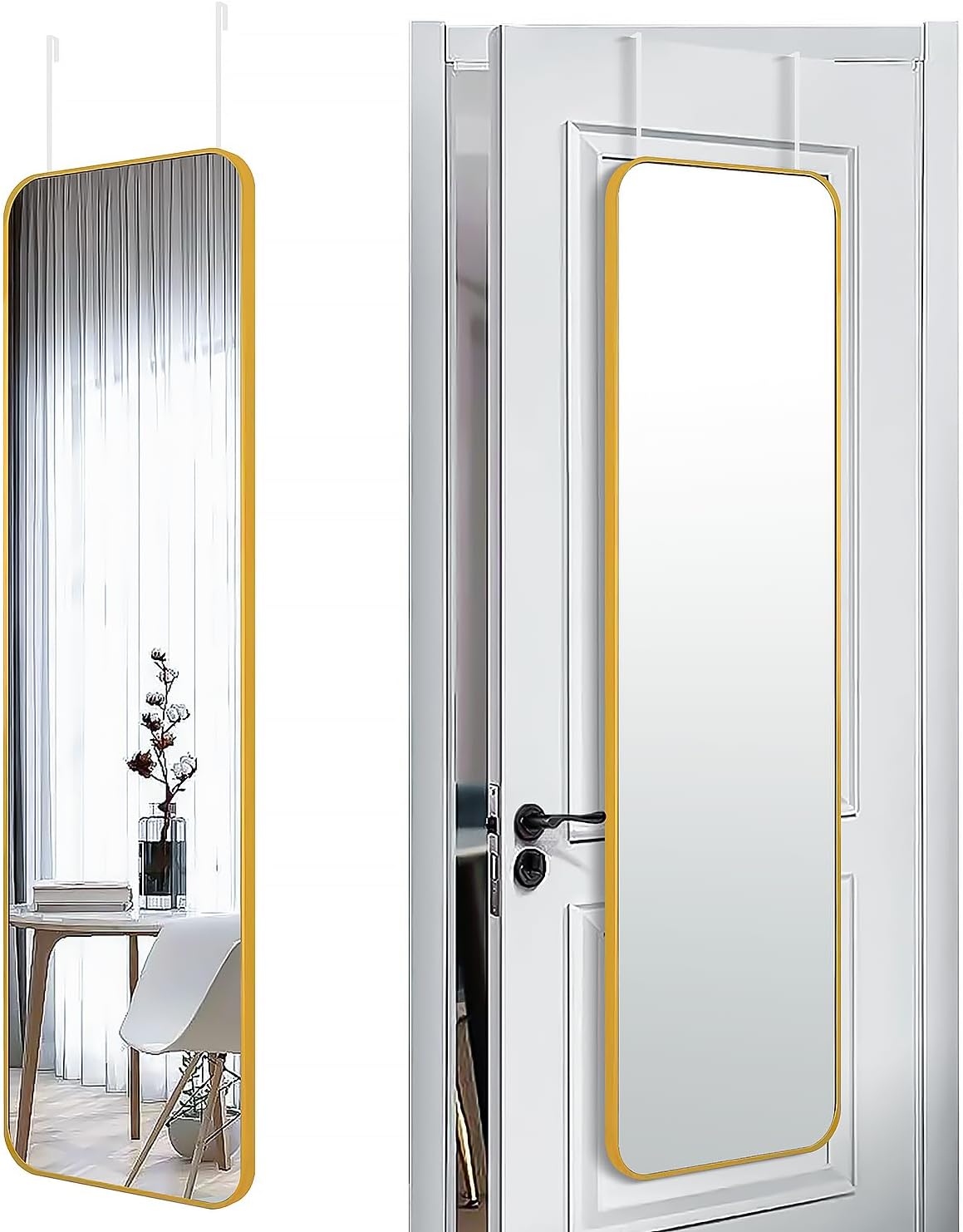 47x14 Mirror Rectangle Full Body Length Door Hanging Wall Mounted Metal Aluminum Alloy Frame Dressing Make-up Mirrors for Entryway Bedroom Bathroom Living Room 47 14 inch Black