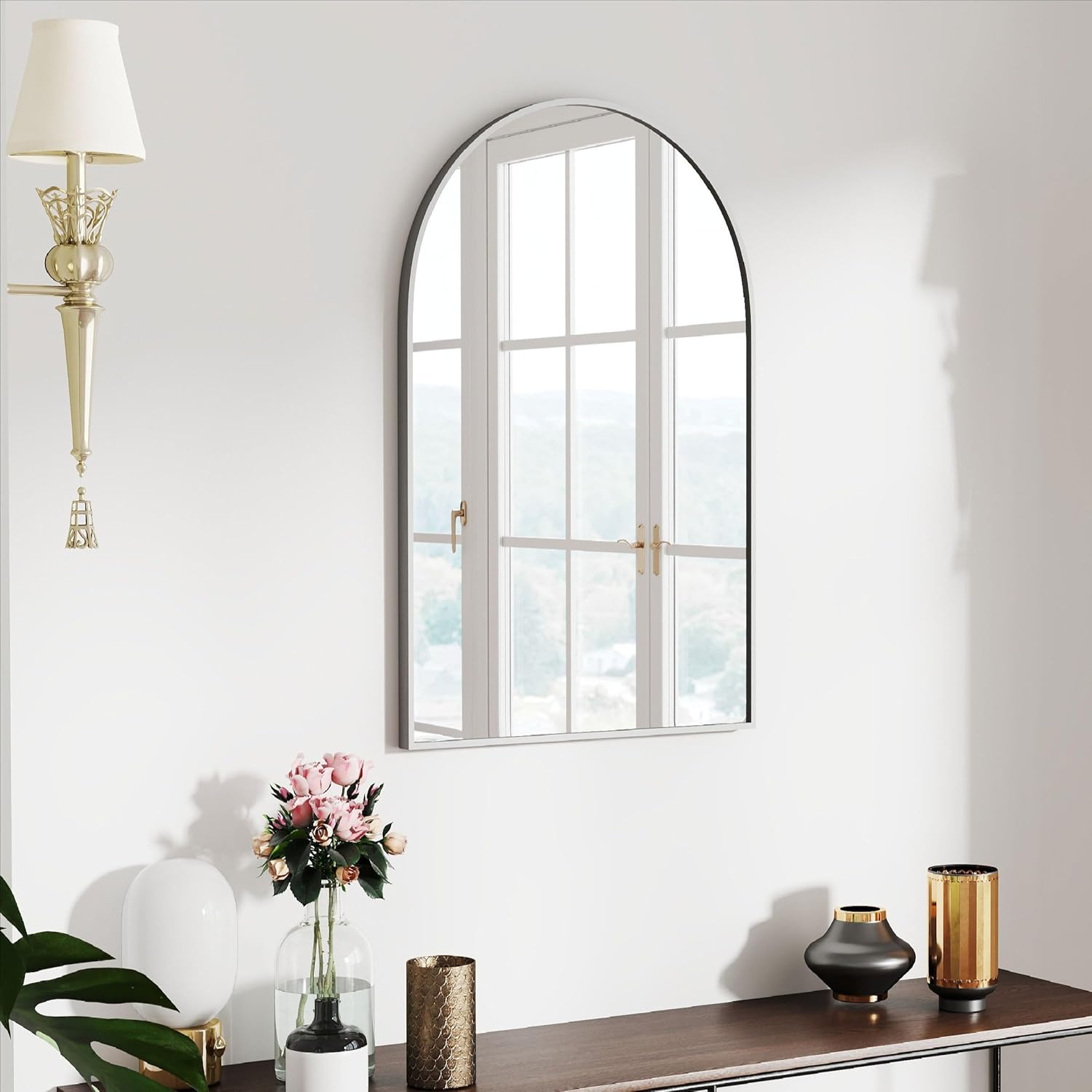 47x14 Mirror Rectangle Full Body Length Door Hanging Wall Mounted Metal Aluminum Alloy Frame Dressing Make-up Mirrors for Entryway Bedroom Bathroom Living Room 47 14 inch Black