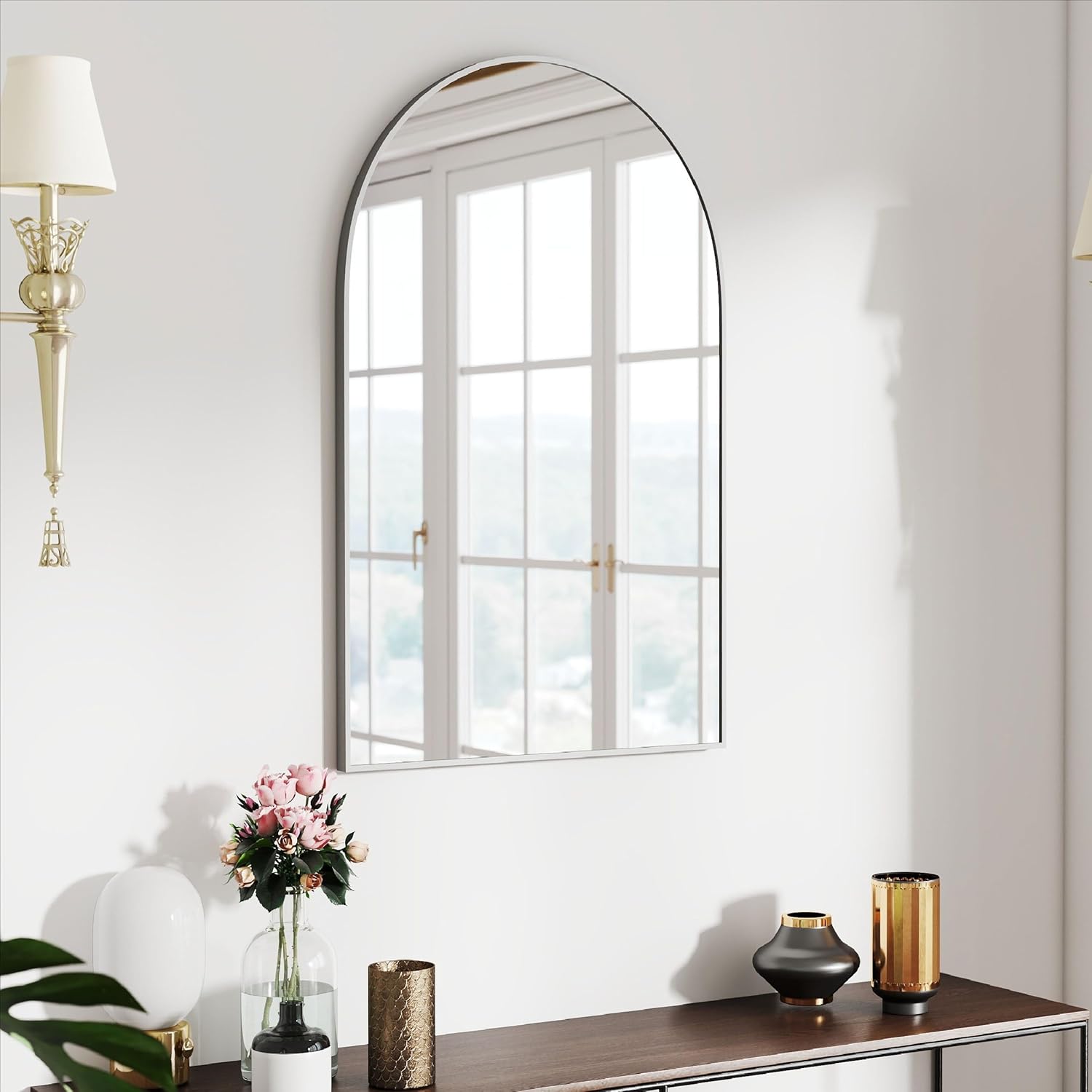 47x14 Mirror Rectangle Full Body Length Door Hanging Wall Mounted Metal Aluminum Alloy Frame Dressing Make-up Mirrors for Entryway Bedroom Bathroom Living Room 47 14 inch Black