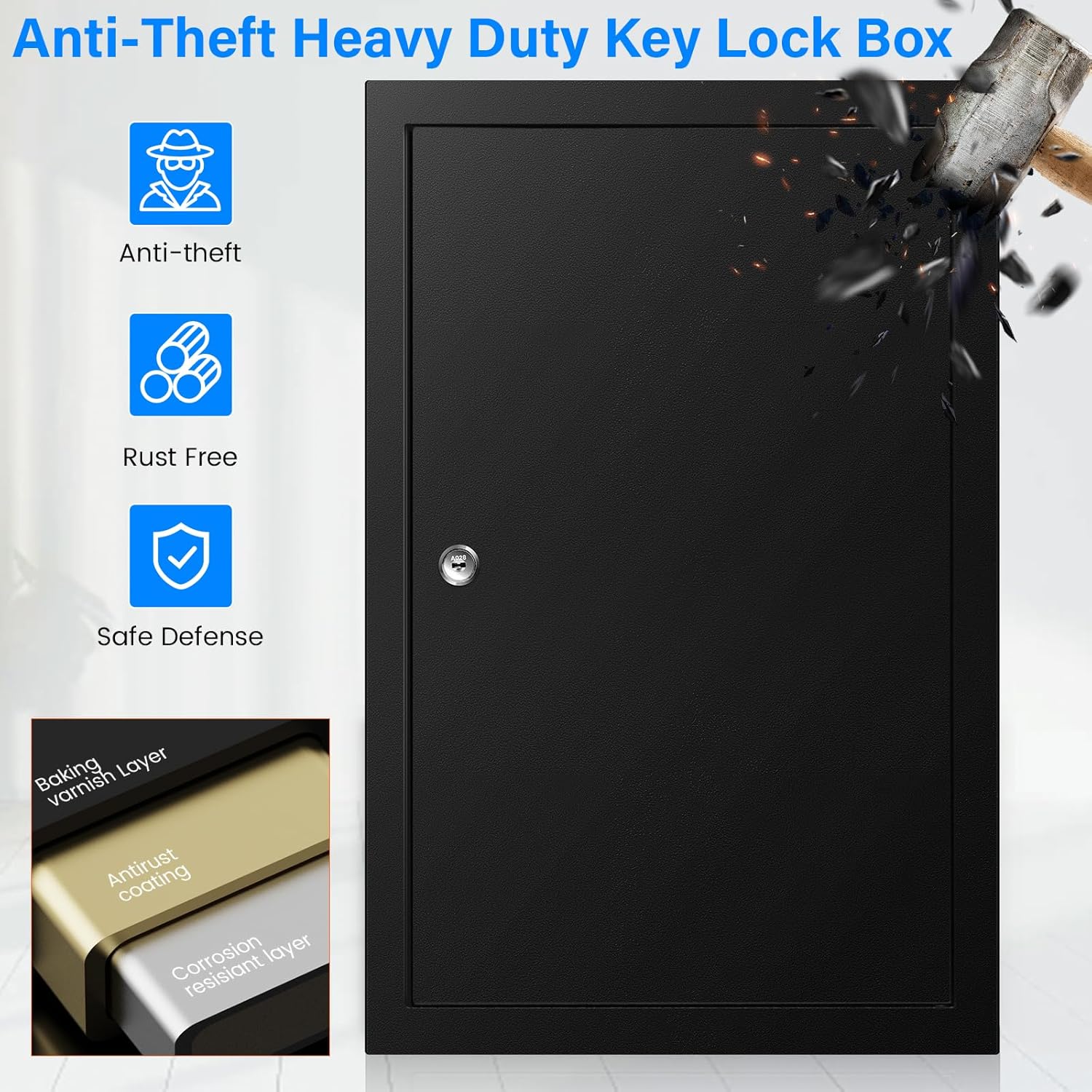 175 Keys Key Lock Box, Anti-Theft Key Cabinet with Key Tags, Key Organizer Wall Mount for Car Garage House Rental Office Business