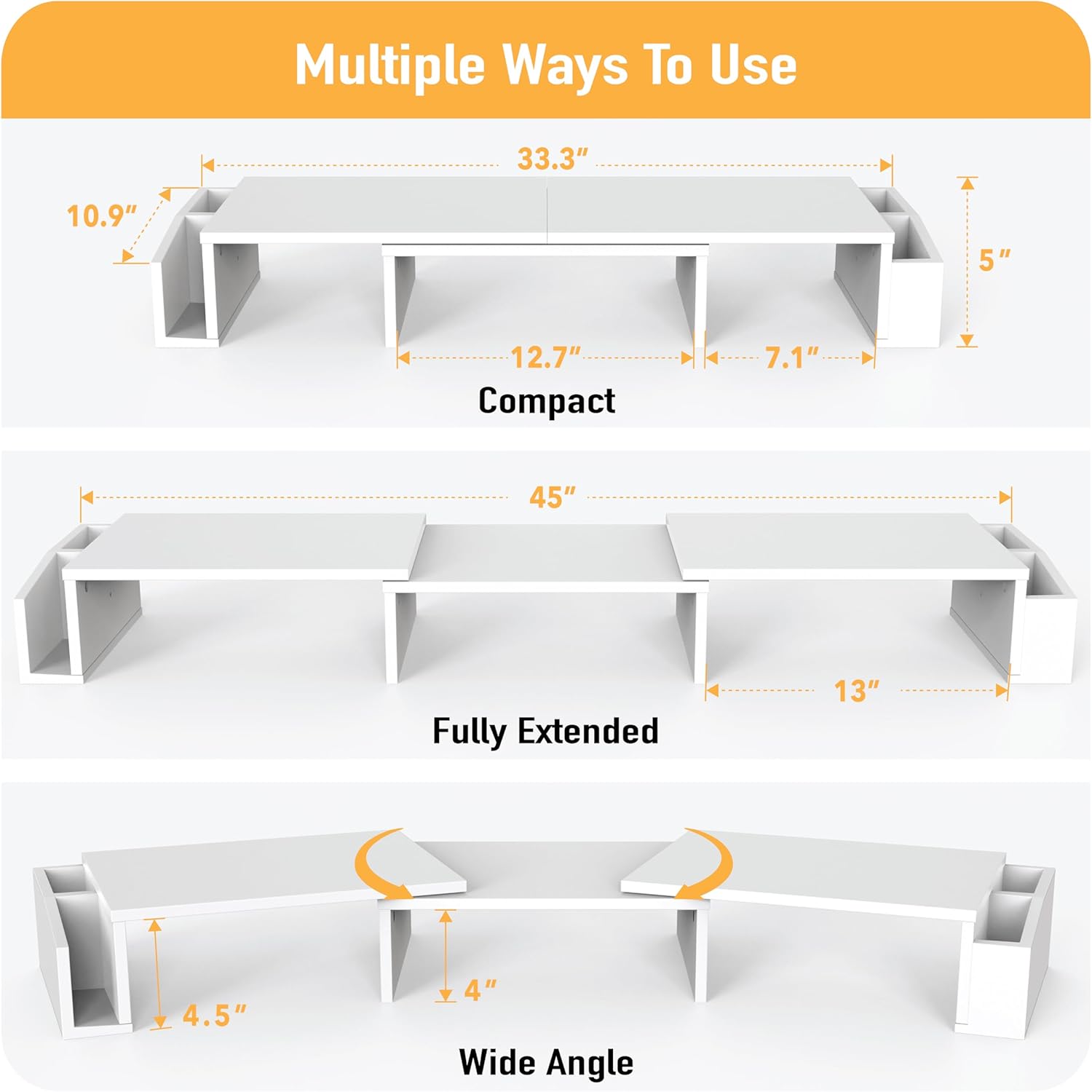 Simple Houseware Desk Dual Monitor Stand Riser with Drawer, White