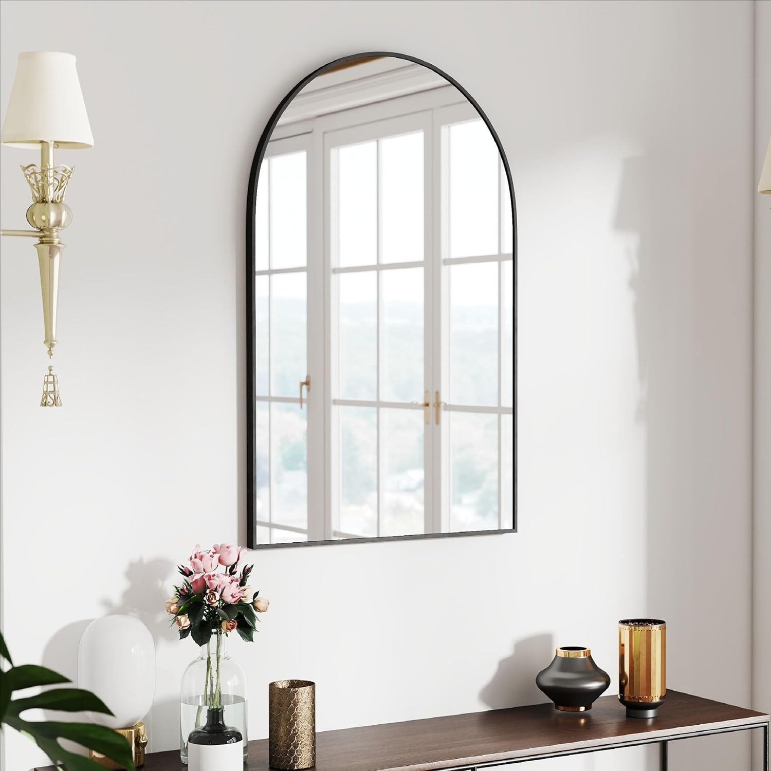 47x14 Mirror Rectangle Full Body Length Door Hanging Wall Mounted Metal Aluminum Alloy Frame Dressing Make-up Mirrors for Entryway Bedroom Bathroom Living Room 47 14 inch Black