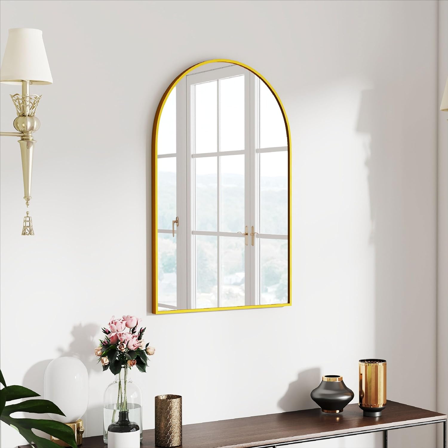 47x14 Mirror Rectangle Full Body Length Door Hanging Wall Mounted Metal Aluminum Alloy Frame Dressing Make-up Mirrors for Entryway Bedroom Bathroom Living Room 47 14 inch Black