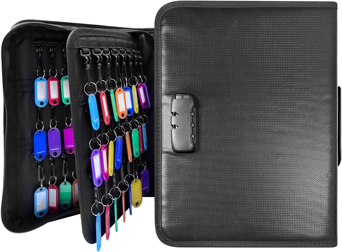 150 Position Key Organizer with Combination Lock, Waterproof Fireproof Zippered Key Case, Key Holder Box for Rental Management Real Estate Sales Hotel Executives