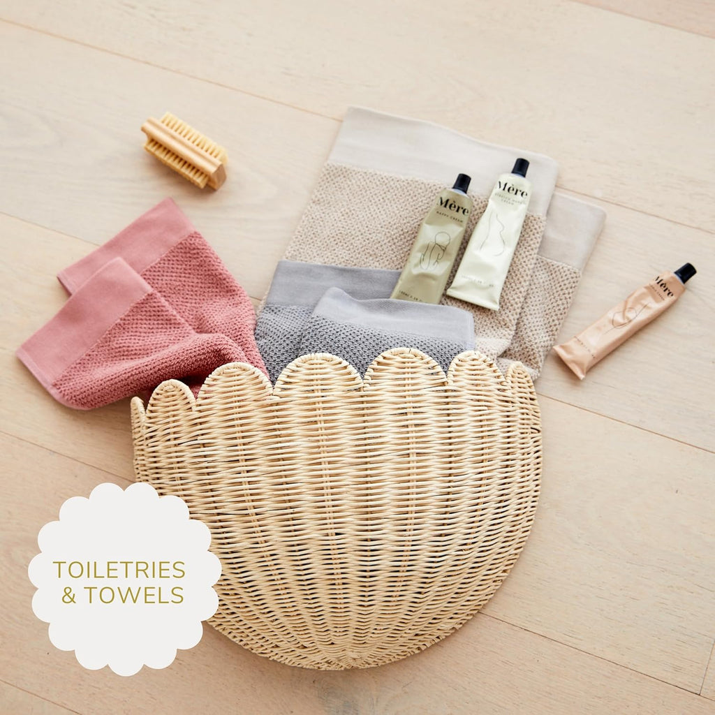 BEBE BASK Scalloped Wicker Wall Basket - The Original - Hand Woven Basket - Scalloped Décor Wall Hanging Baskets -16" x 10" x 7"In - Hanging Wall Basket (Natural)