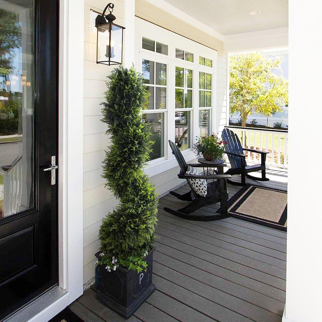 Artificial Topiary sprial Trees for Front Door Decoration (Cedar)