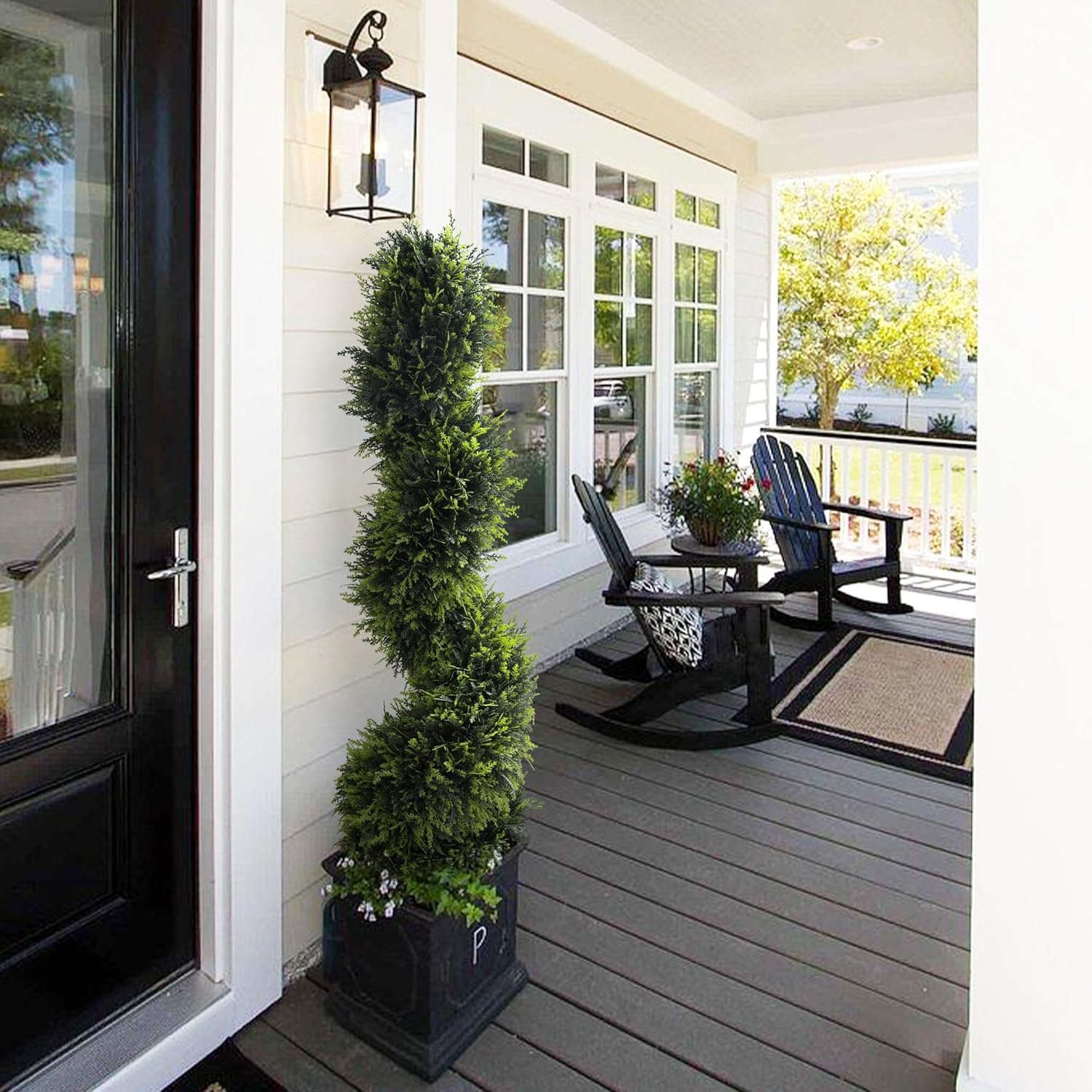 Artificial Topiary sprial Trees for Front Door Decoration (Cedar)