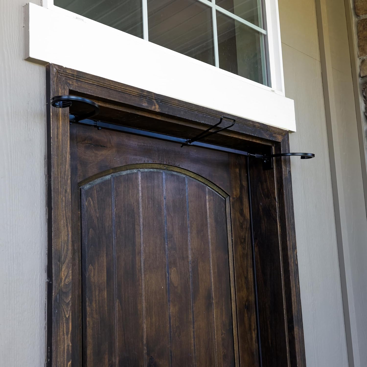 VILLAGE LIGHTING COMPANY [Front Door Garland Hanger] - Adjustable to Different Door Widths | Heavy-Duty Cast Iron | Decorative Christmas and Holiday Decor | No Nails, Screws, or Damage