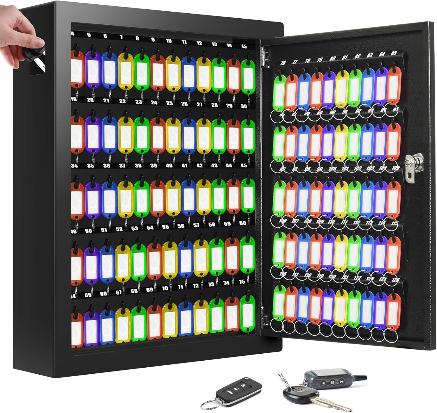 175 Keys Key Lock Box, Anti-Theft Key Cabinet with Key Tags, Key Organizer Wall Mount for Car Garage House Rental Office Business