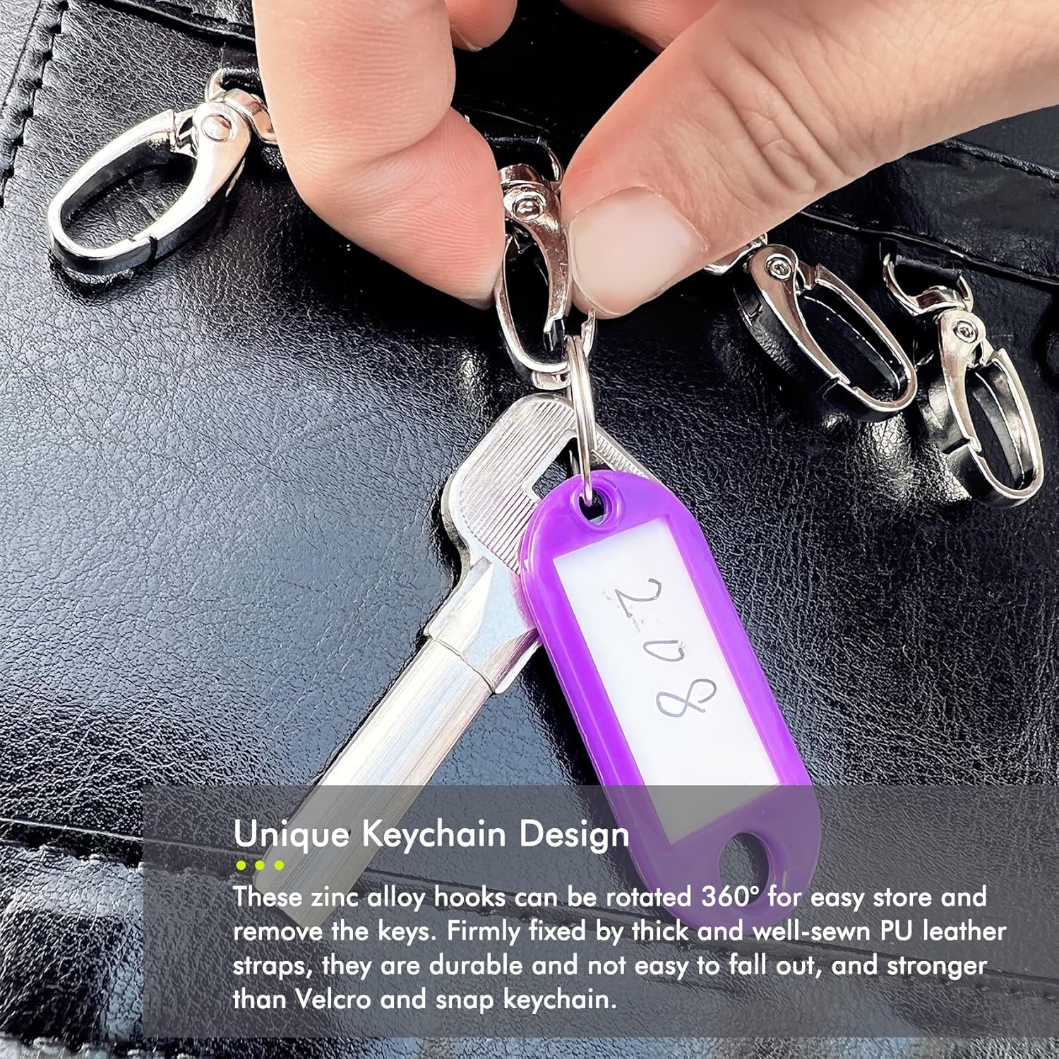Portable Key Organizer,Zippered Key Organizers Case with 48 Key Hooks and Tags Key Storage,Leather Apartment Manager and Landlord Key Holder,Key Organizer Box for Real Estate Sales,Hotels,Car Service